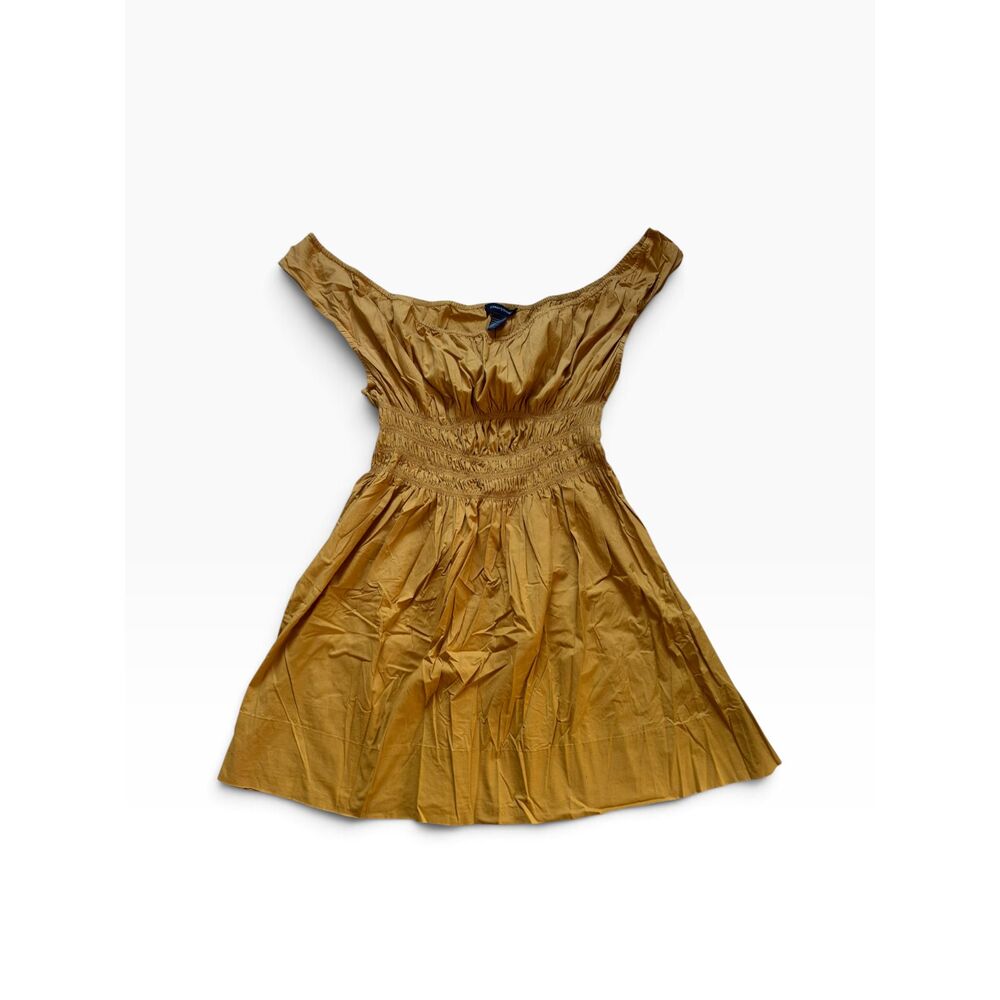 Ashley Stewart Smocked Dress Women’s 20 Golden Yellow Off The Shoulder MIDI